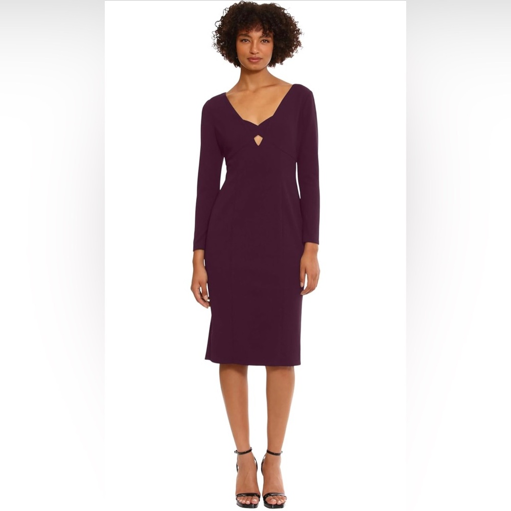 NWT Darra by Donna Morgan Women's Cut Out Neckline Knee Length dress Size 6 Plum